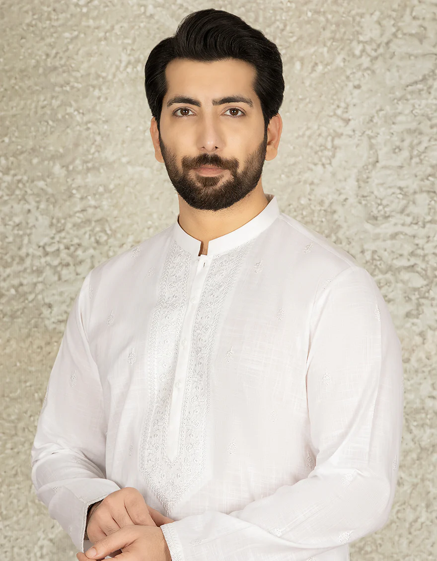 WHITE COTTON KURTA | JJK-S-US-40259/S22/JJ8321-SF - Image 2