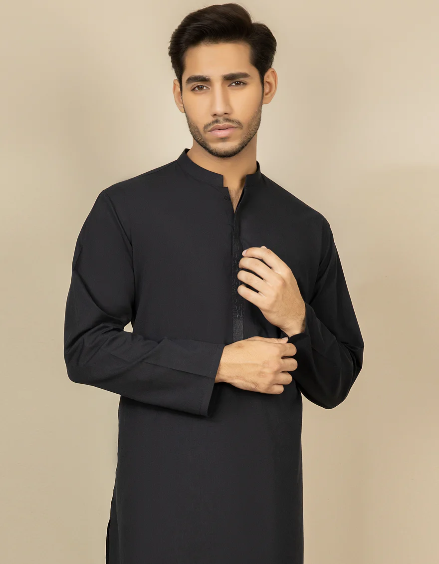 BLACK COTTON KURTA | JJK-S-US-40295/S22/DMR3162-SF - Image 2