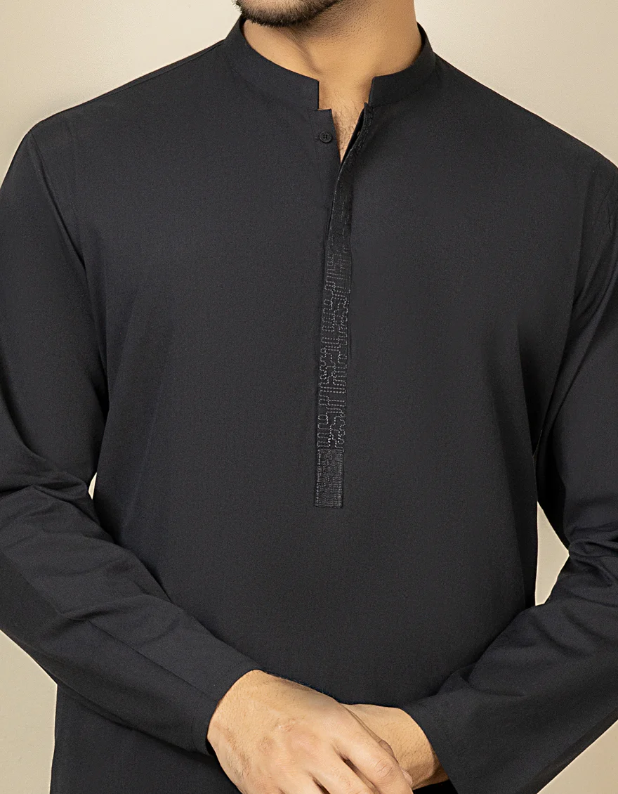 BLACK COTTON KURTA | JJK-S-US-40295/S22/DMR3162-SF - Image 3
