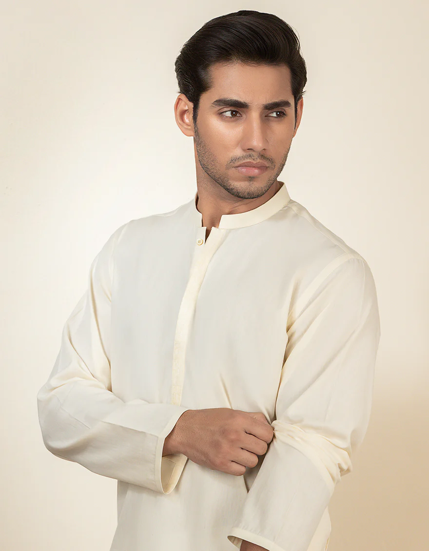 CREAM COTTON KURTA | JJK-S-US-40296/S22/DMR3169-SF - Image 2