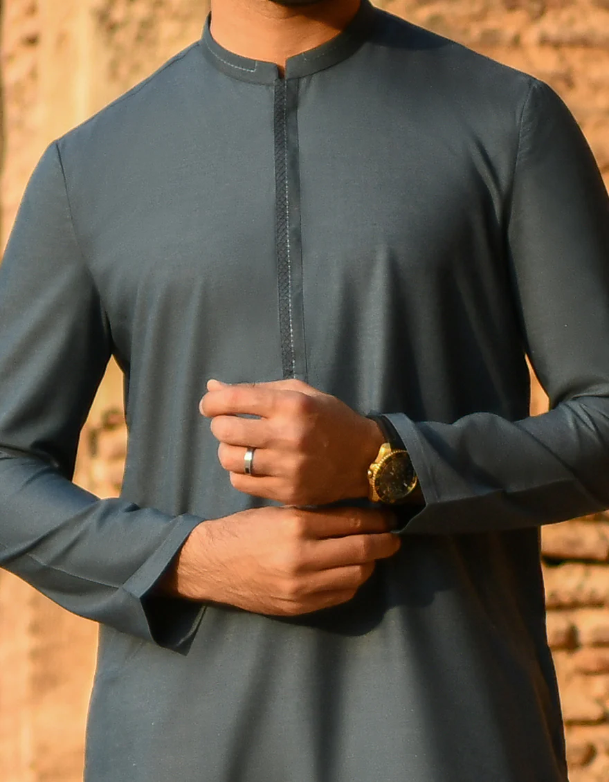 BLUISH GREEN BLENDED KURTA | JJK-S-US-42384/S22/JJ8162-CL - Image 2