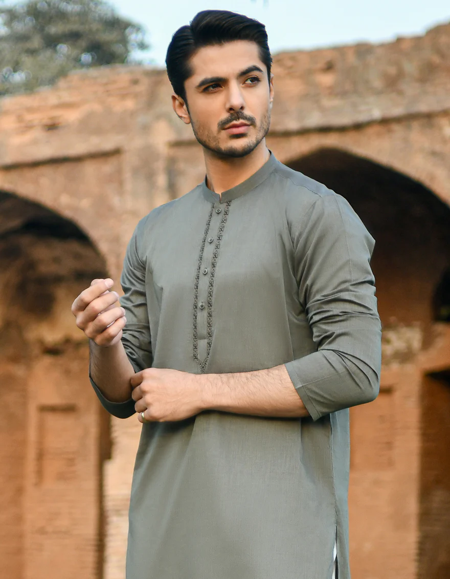 DARK OLIVE COTTON KURTA | JJK-S-US-42390/S22/JJ7574-SF - Image 3