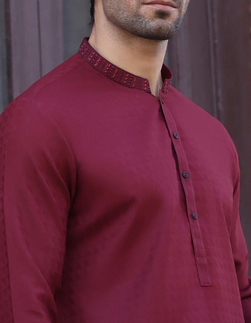 MAROON BLENDED KURTA | JJK-S-US-47021/S23/JJ8386-SF - Image 2