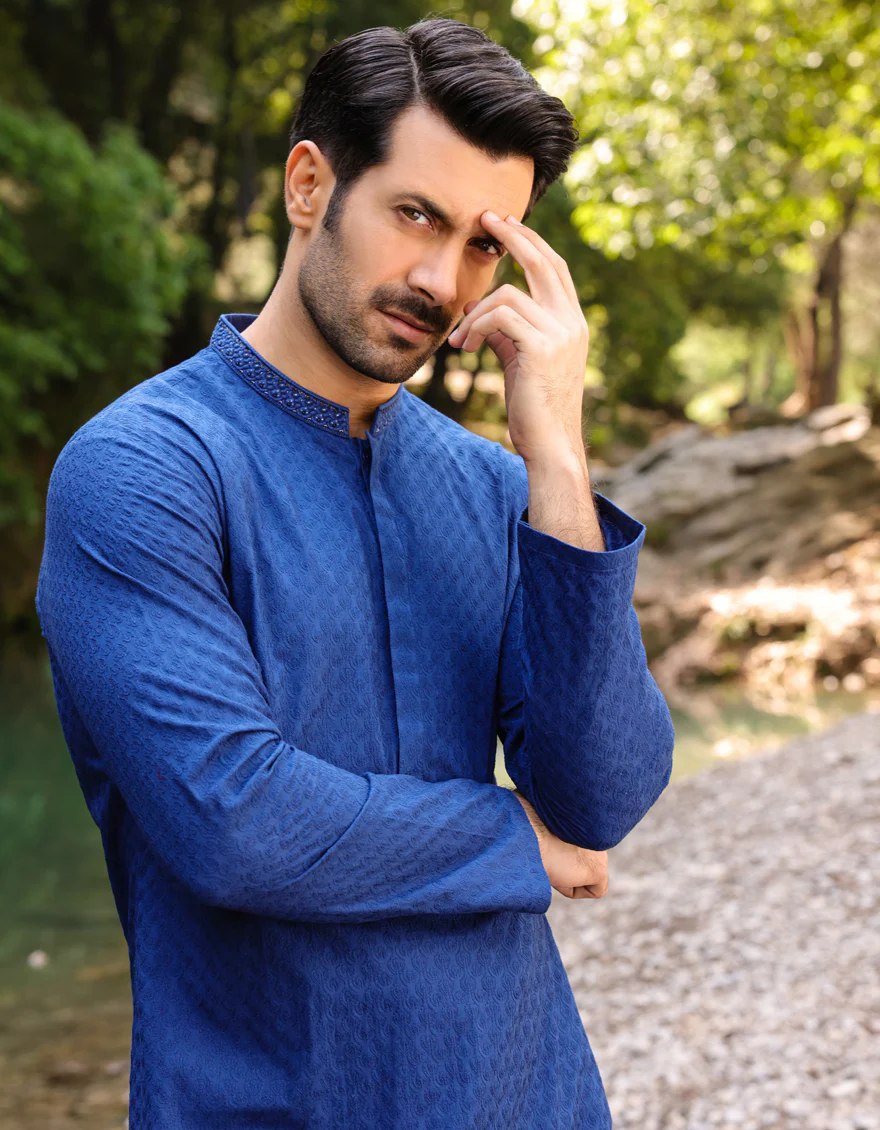 BLUE COTTON KURTA | JJK-S-US-47024/S23/JJ8714-FL - Image 2