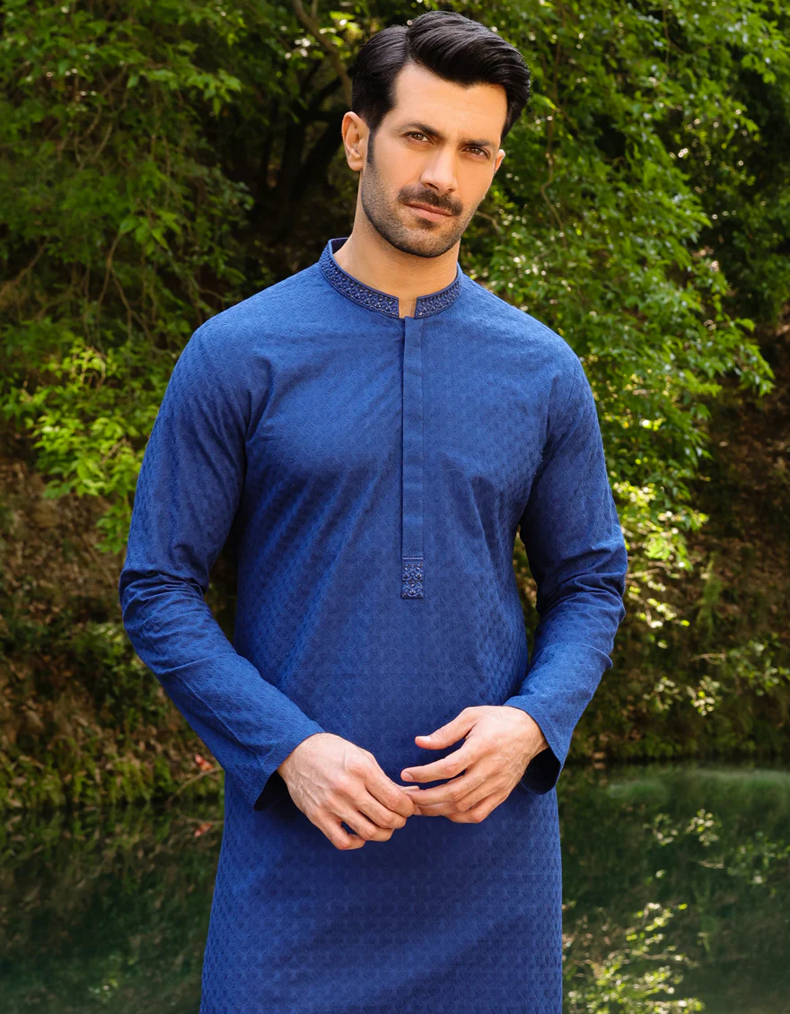 BLUE COTTON KURTA | JJK-S-US-47024/S23/JJ8714-FL - Image 3