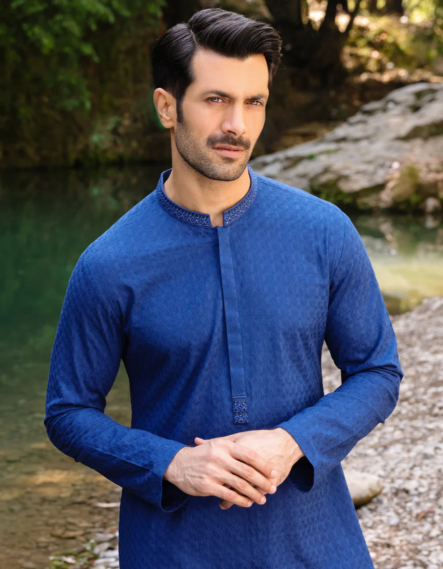 BLUE COTTON KURTA | JJK-S-US-47024/S23/JJ8714-FL - Image 4