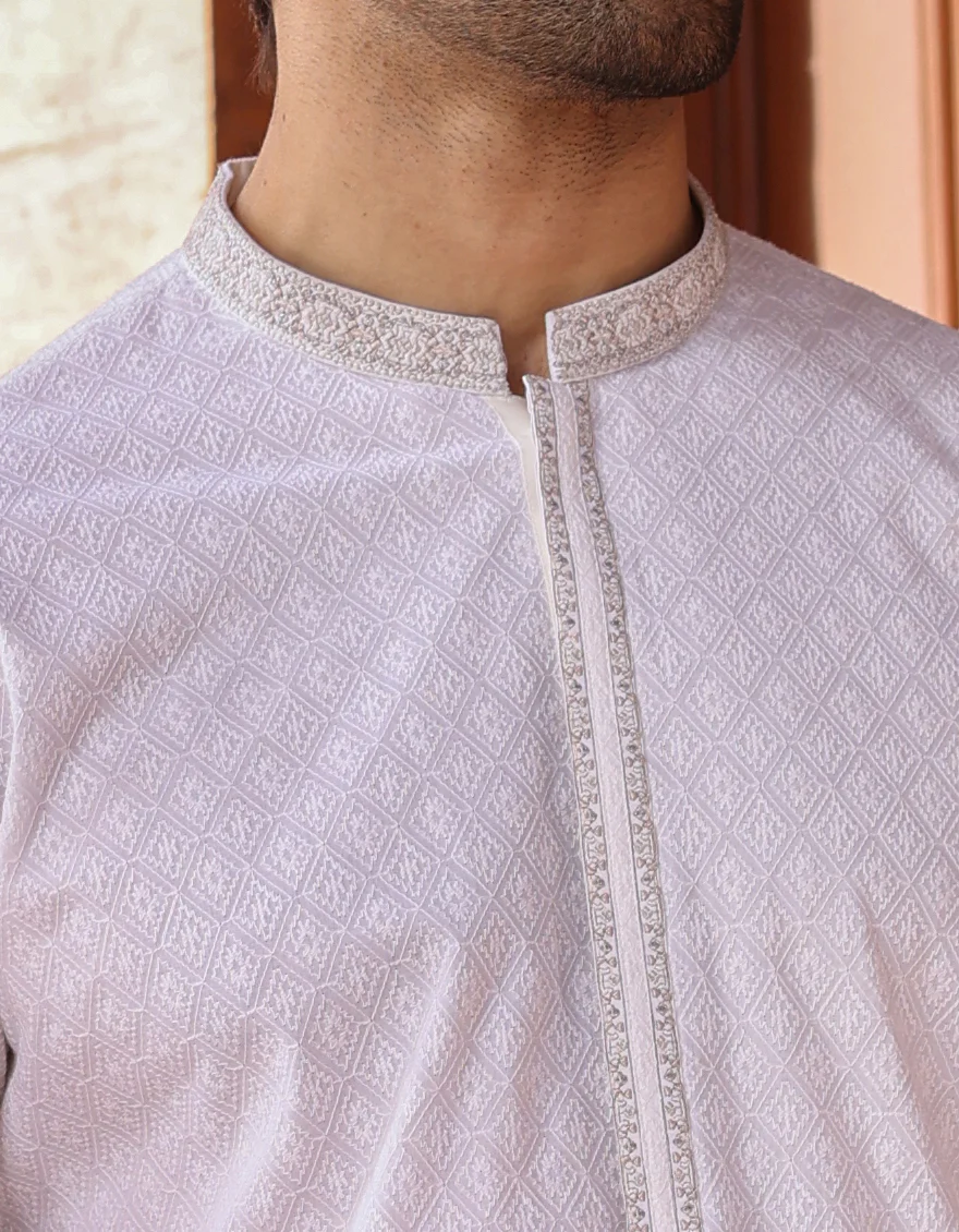 WHITE COTTON KURTA | JJK-S-US-47043/S23/JJ8714-FL - Image 2