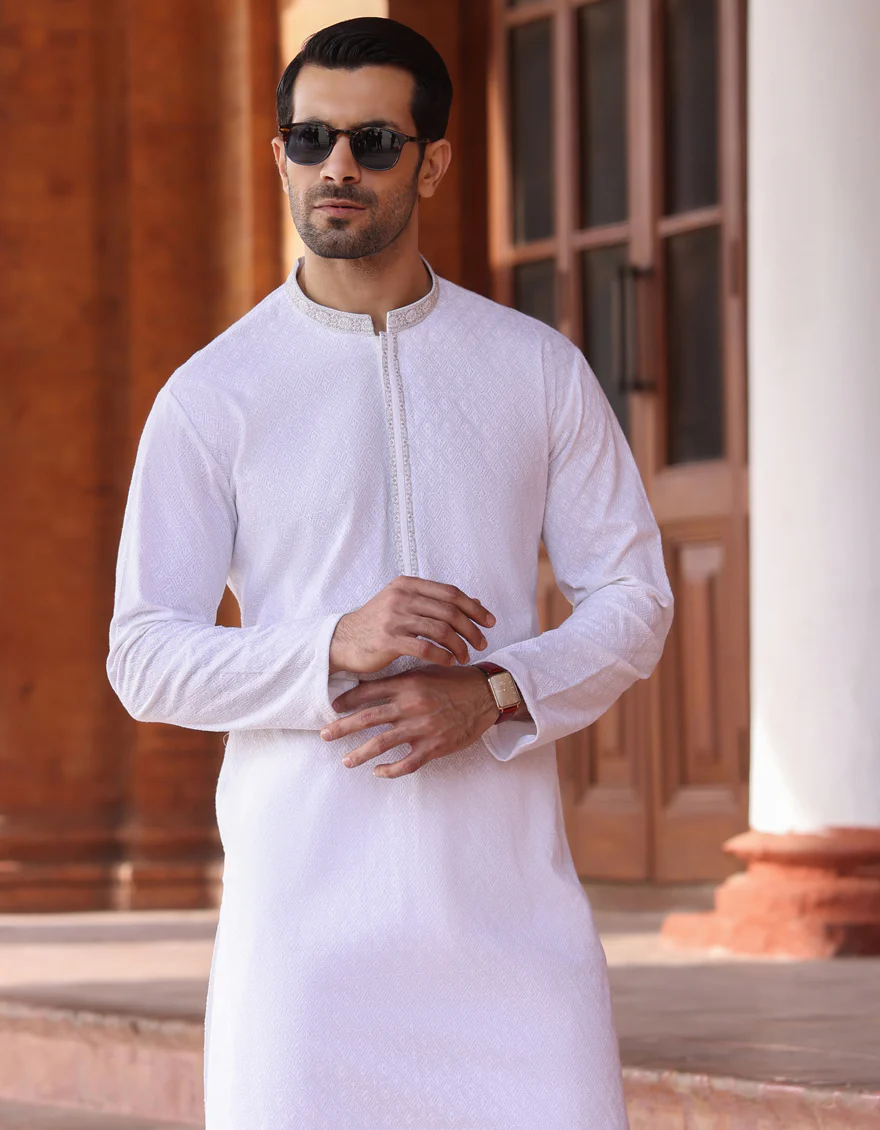 WHITE COTTON KURTA | JJK-S-US-47043/S23/JJ8714-FL - Image 3