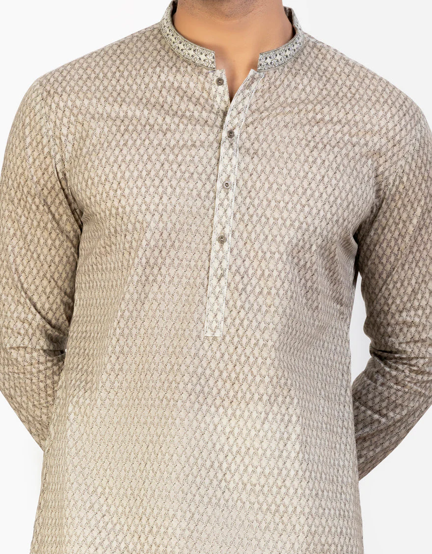 BEIGE COTTON KURTA | JJK-S-US-47065/S23/JJ8771-SF - Image 2