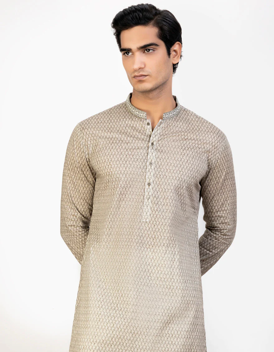 BEIGE COTTON KURTA | JJK-S-US-47065/S23/JJ8771-SF - Image 3