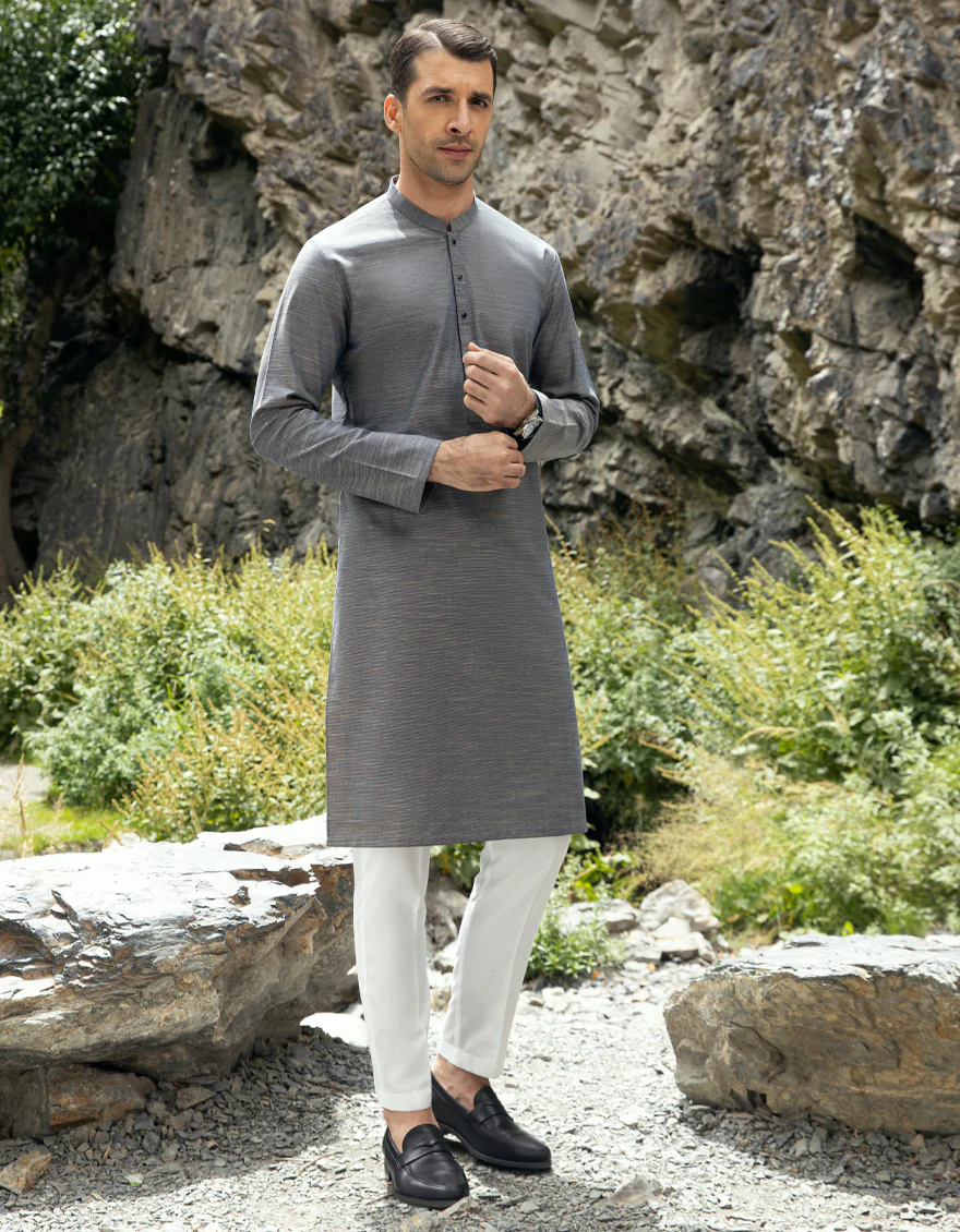 BLUE ASH COTTON KURTA | JJK-S-US-47143/S23/JJ9048-PN - Image 4