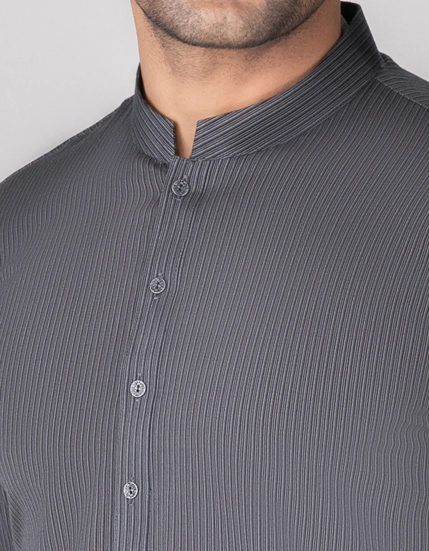 BLACK TEXTURED COTTON KURTA | JJK-S-US-90365/S23/DME3187-PN - Image 3