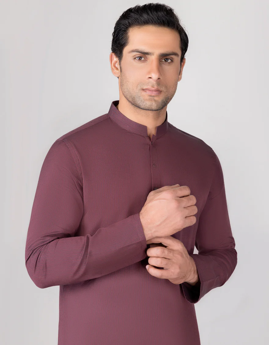 TEXTURED RED COTTON KURTA | JJK-S-US-90366/S23/DME3189-PN - Image 3