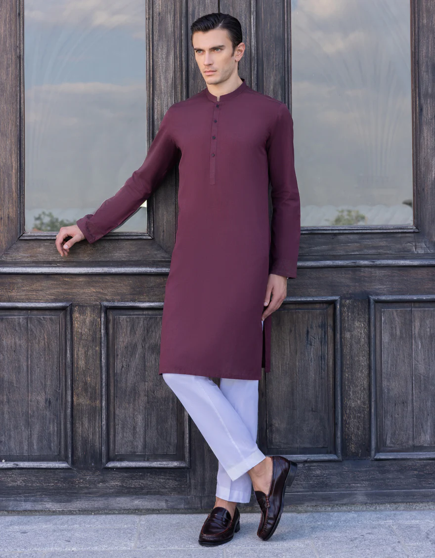 MAROON COTTON KURTA | JJK-S-US-90376/S23/JMEJK11137-PN