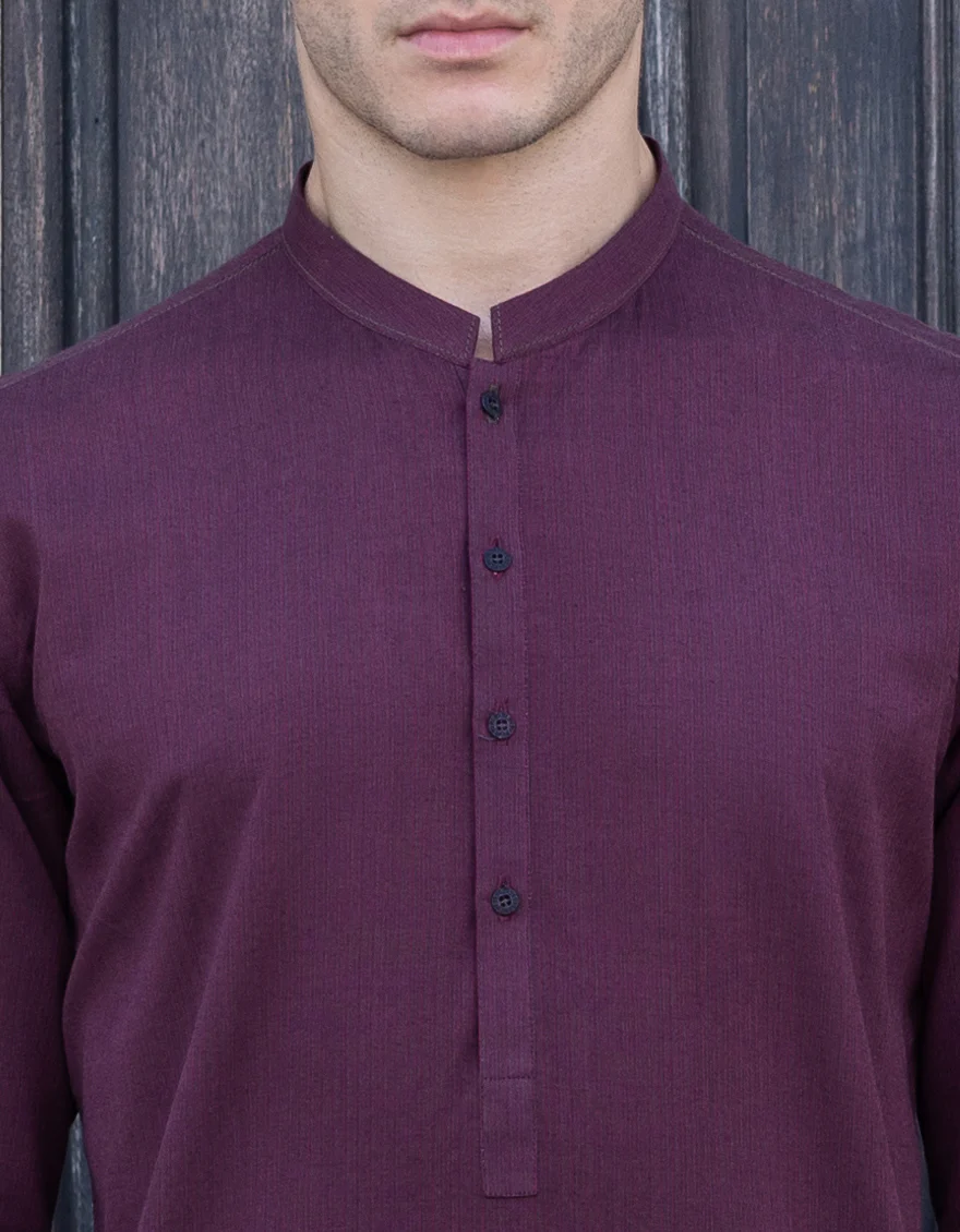 MAROON COTTON KURTA | JJK-S-US-90376/S23/JMEJK11137-PN - Image 2