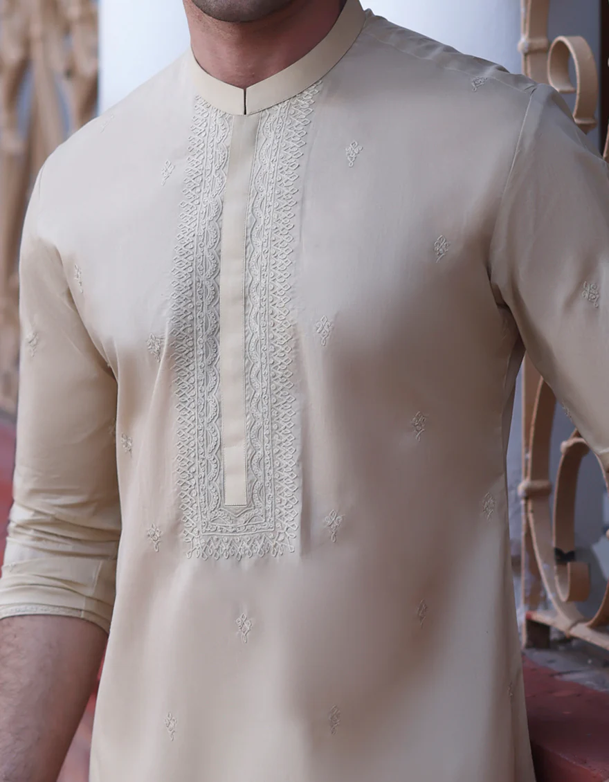 BEIGE COTTON KURTA | JJK-S-US-90393/S23/JJ8714-SF - Image 2