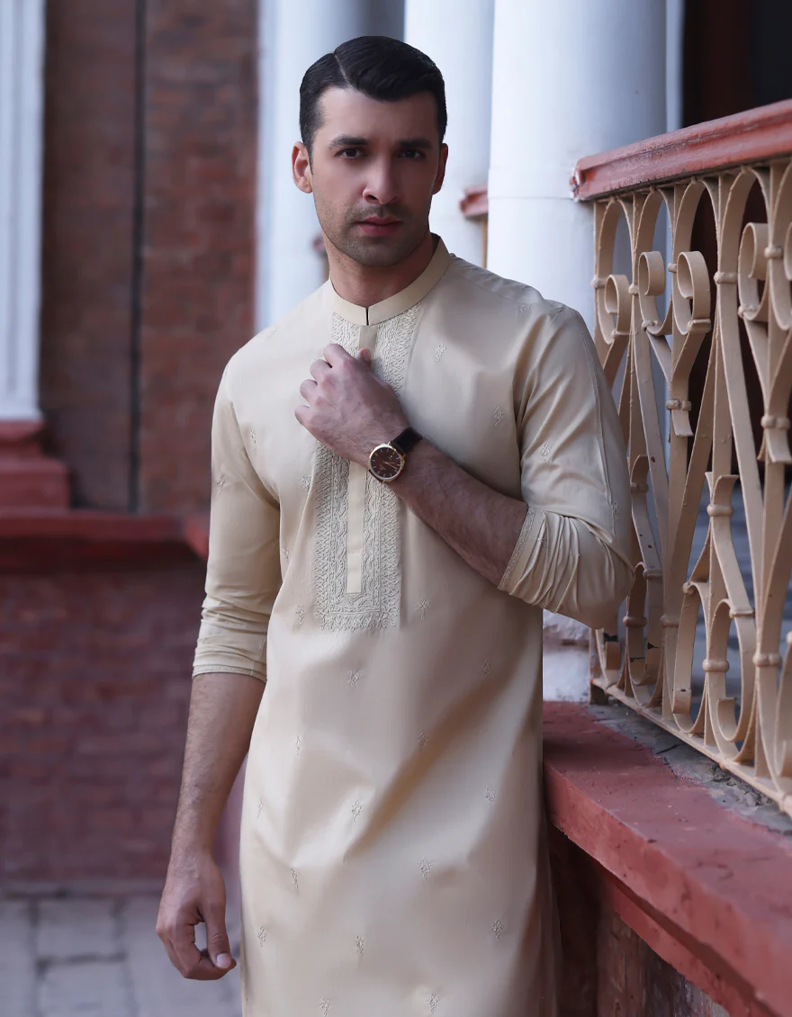 BEIGE COTTON KURTA | JJK-S-US-90393/S23/JJ8714-SF - Image 3