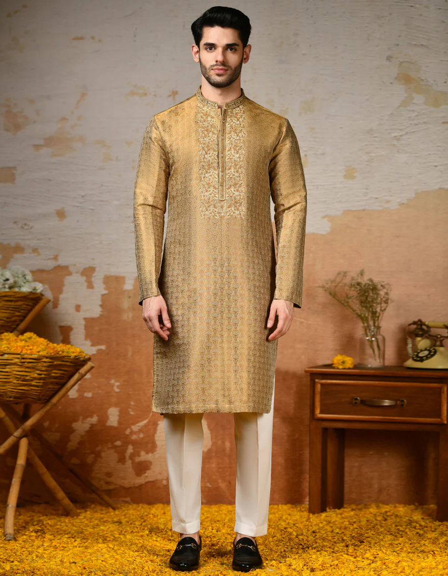 YELLOW KURTA | JJK-SP-45415/A24/JJ8480-FL