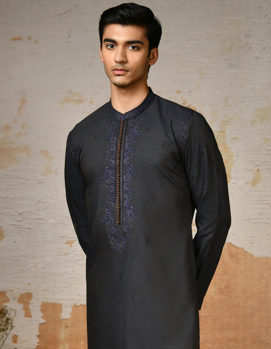 BLUE BLENDED KURTA | JJK-SP-45416/A24/JJ8267-FL - Image 2