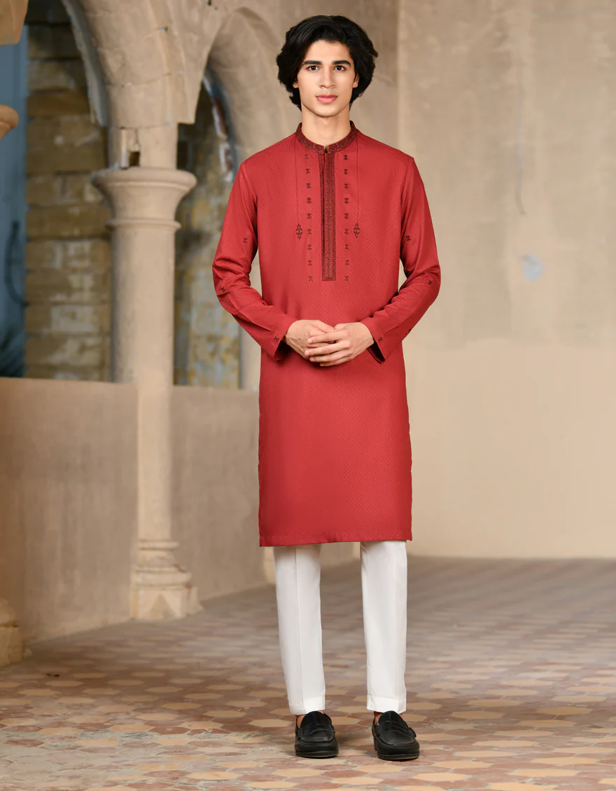 RED BLENDED KURTA | JJK-SP-45457/S24/JJ1106-FL