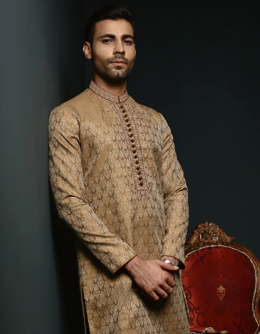 BROWN KURTA | JJK-SP-48001/S23/JJ8863-FL - Image 3