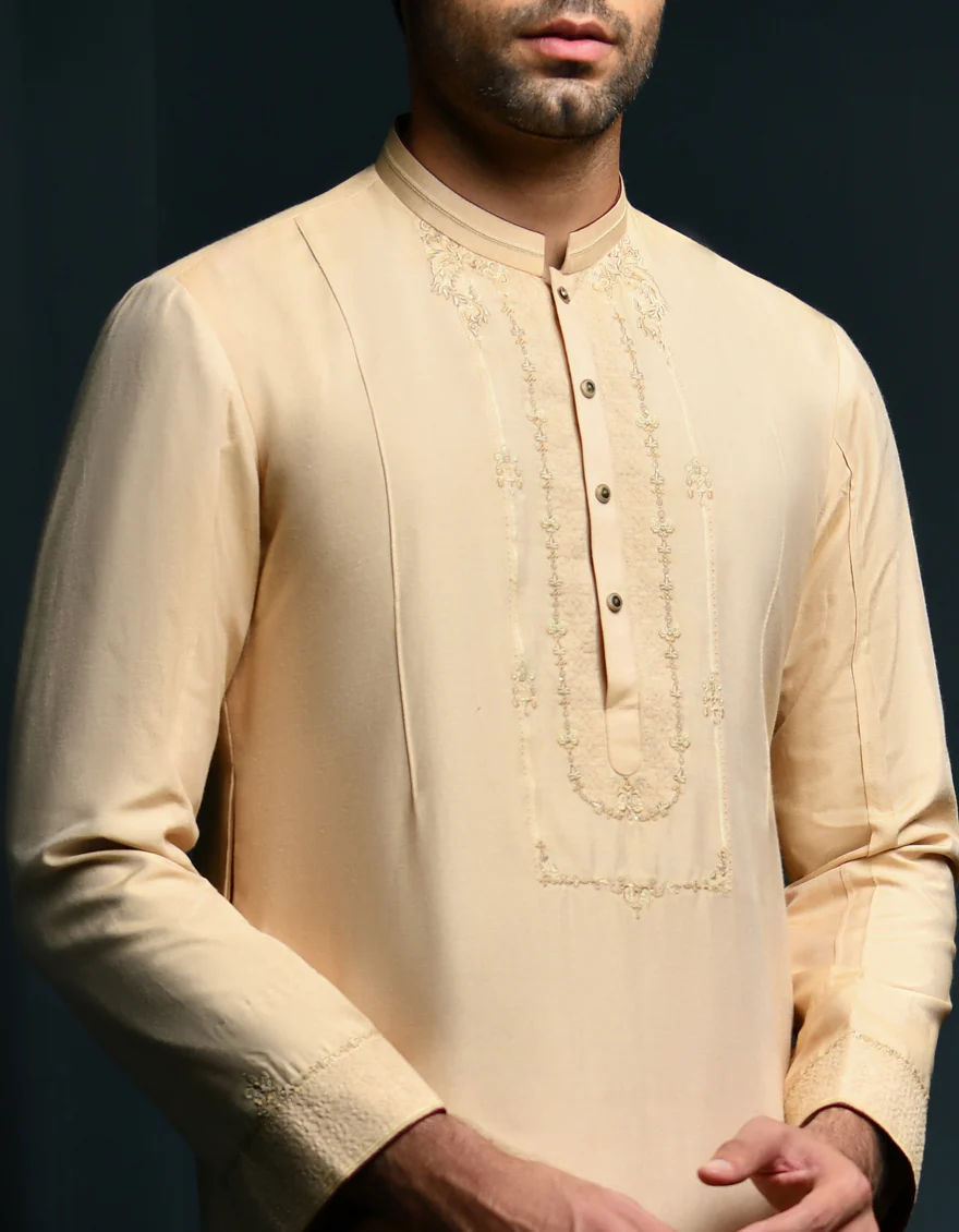 BROWN RAW SILK KURTA | JJK-SP-48048/S24/JJ9080-FL - Image 2