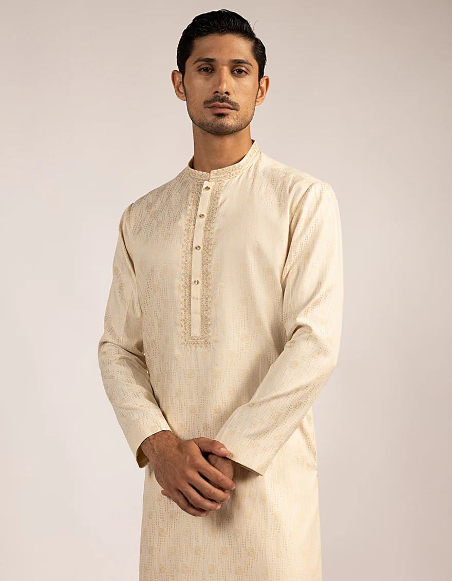 BEIGE BLENDED SPECIAL KURTA | JJK-SP-A-33527/S25/JJ9645-FL - Image 2
