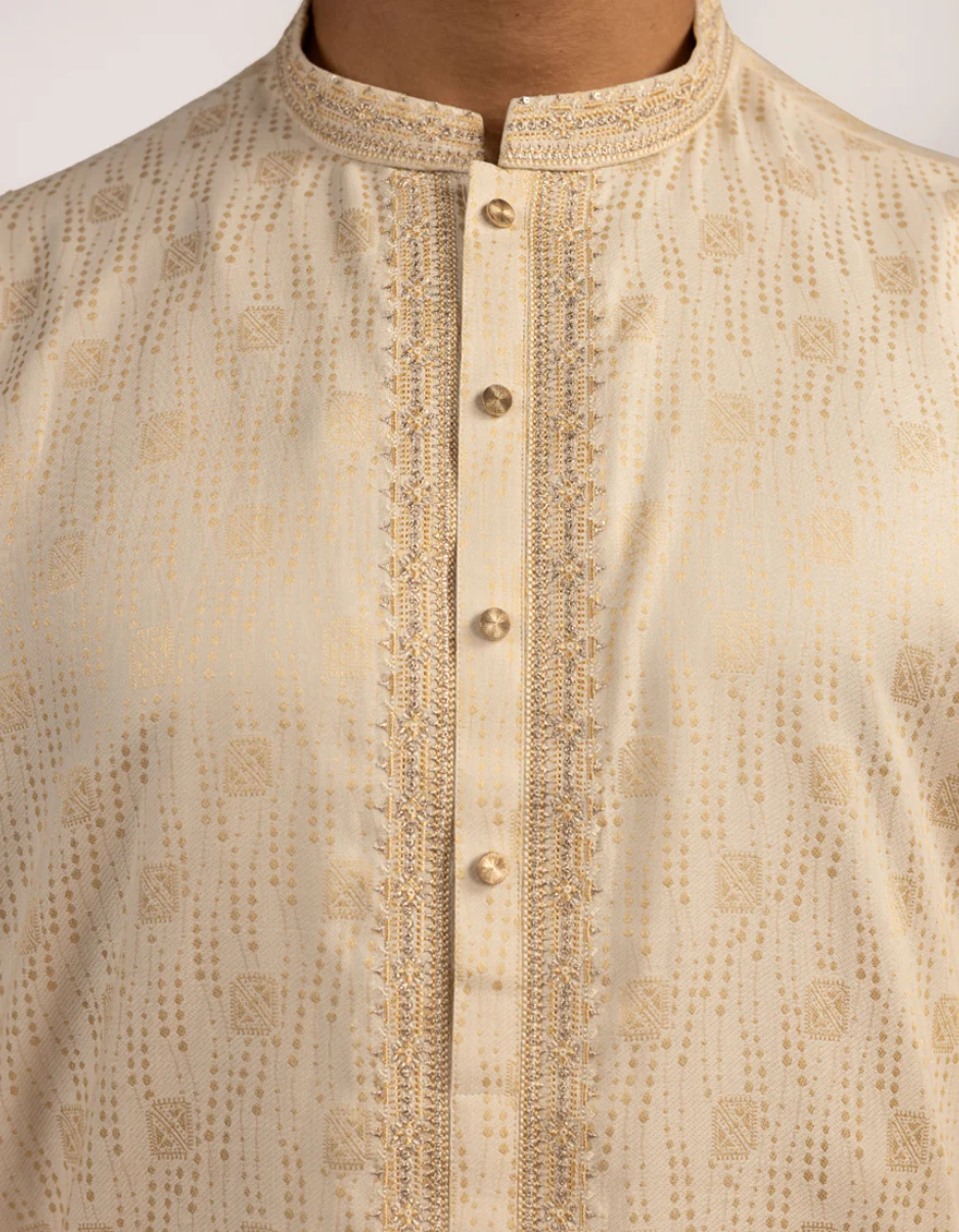 BEIGE BLENDED SPECIAL KURTA | JJK-SP-A-33527/S25/JJ9645-FL - Image 3
