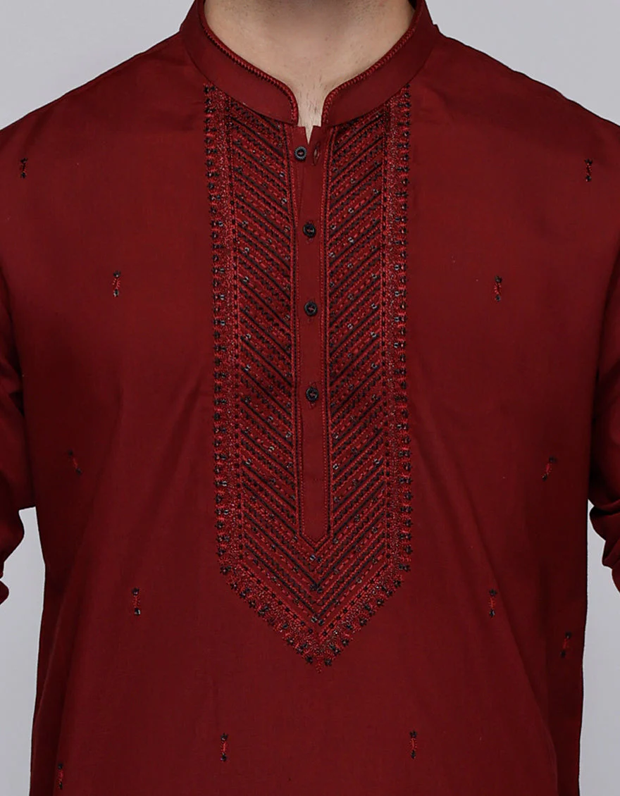 MAROON COTTON SPECIAL KURTA | JJK-SP-A-34944/S25/JJ1001-FL - Image 2