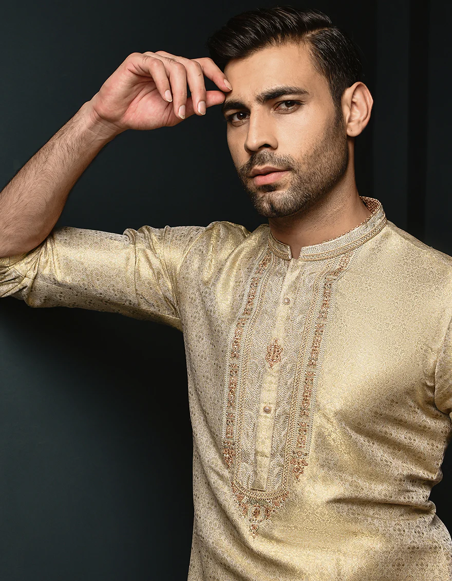 PISTA GOLD KURTA | JJK-SP-A-44294/S23/JJ1064-FL - Image 2