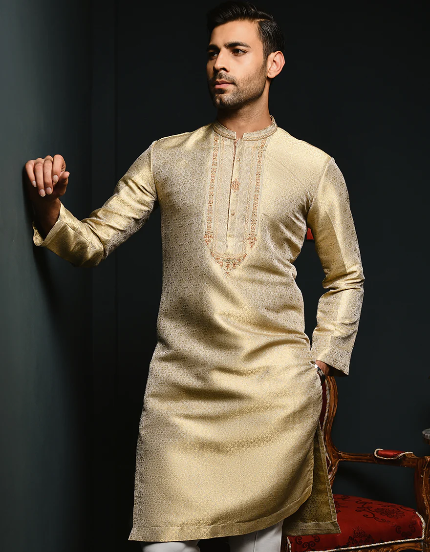 PISTA GOLD KURTA | JJK-SP-A-44294/S23/JJ1064-FL - Image 3