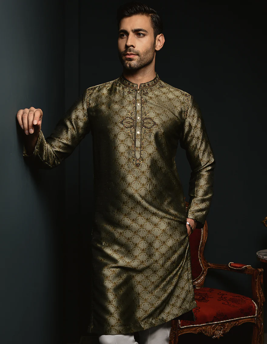 OLIVE KURTA | JJK-SP-A-44296/S23/JJ1072-FL - Image 2