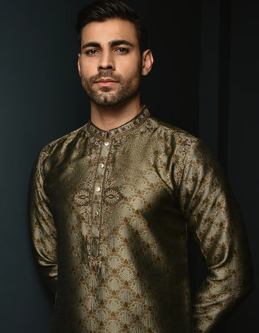 OLIVE KURTA | JJK-SP-A-44296/S23/JJ1072-FL - Image 3