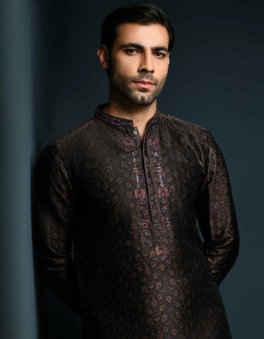 DARK BROWN KURTA | JJK-SP-A-44330/S23/JJ1063-FL - Image 3