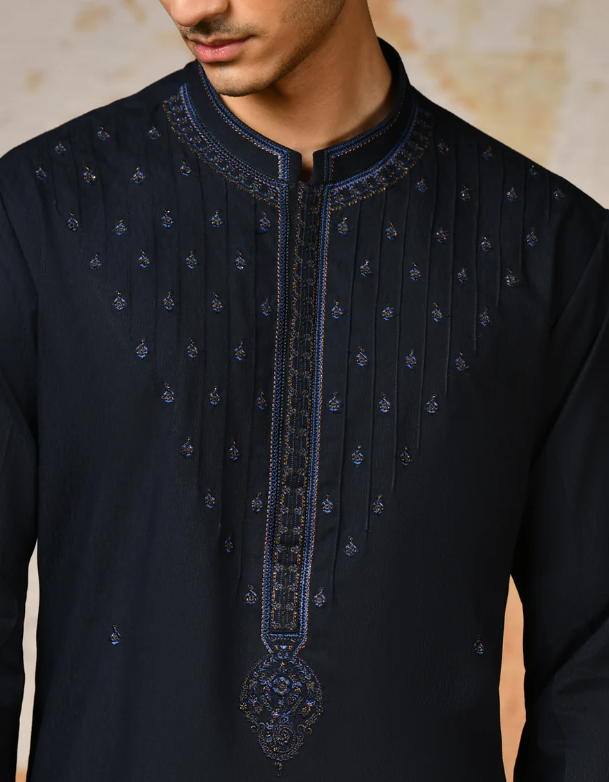 BLUE BLENDED KURTA | JJK-SP-A-45414/S24/JJ8802-FL - Image 3