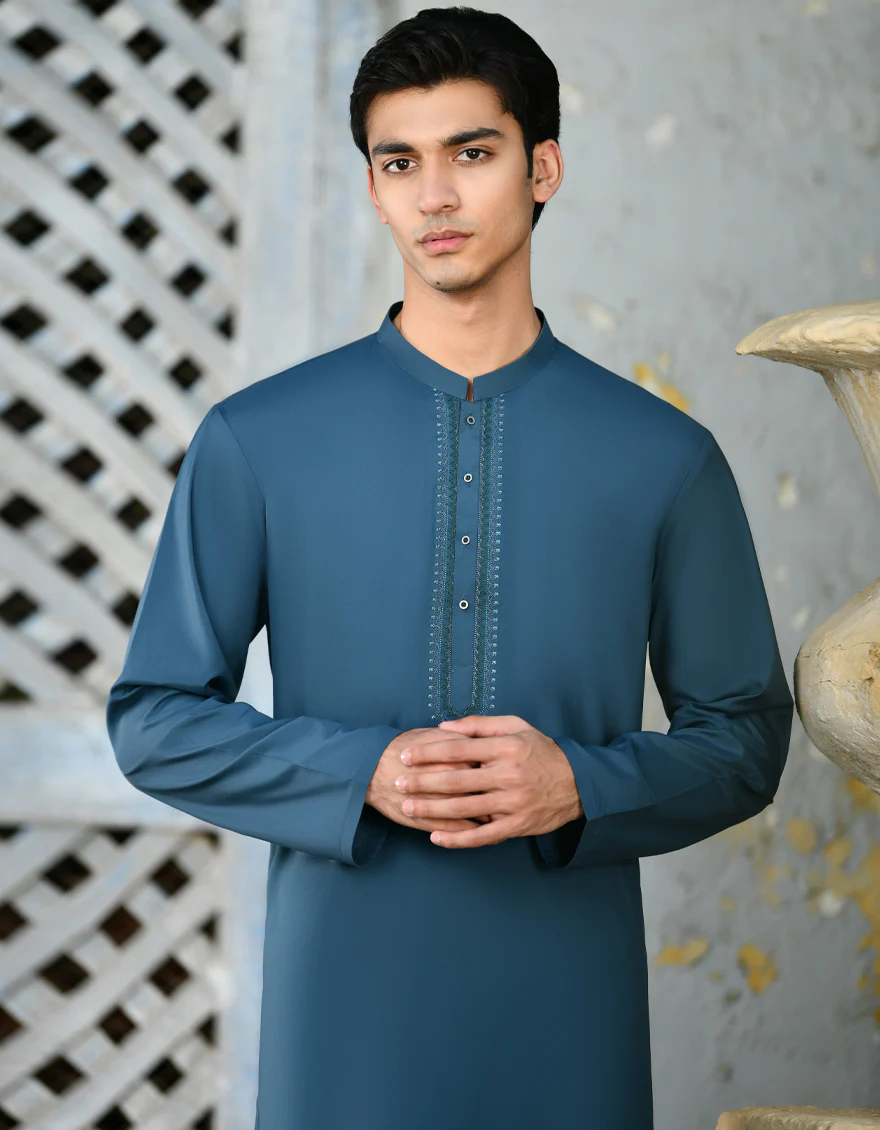 GREEN BLENDED KURTA | JJK-SP-A-45474/S24/JJ9286-FL - Image 2