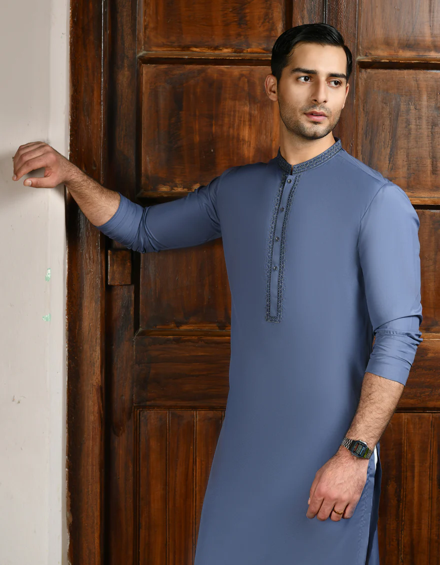 BLUE BLENDED KURTA | JJK-SP-A-45483/S24/JJ9286-FL - Image 2