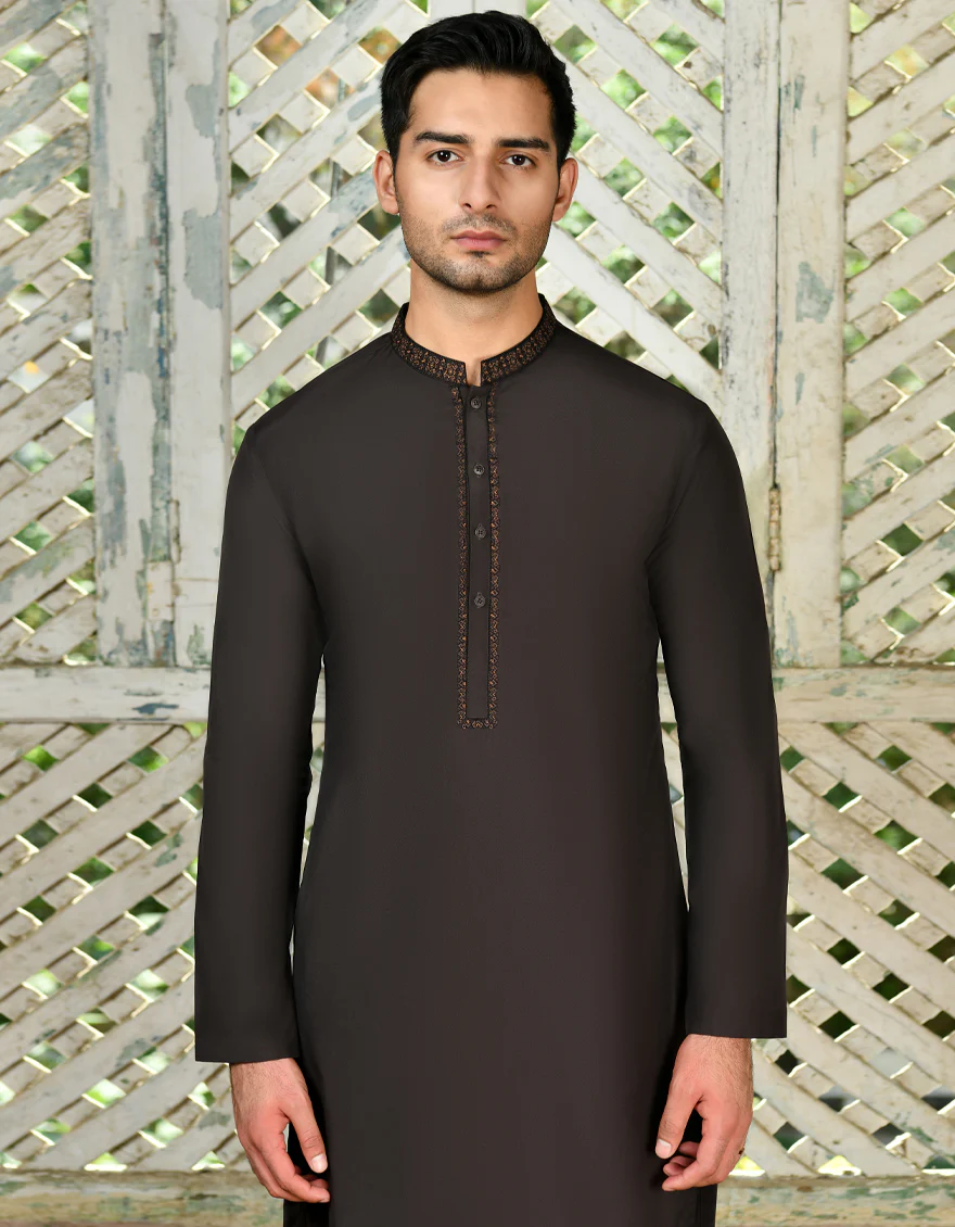 BROWN BLENDED KURTA | JJK-SP-A-45485/S24/JJ9286-FL - Image 2