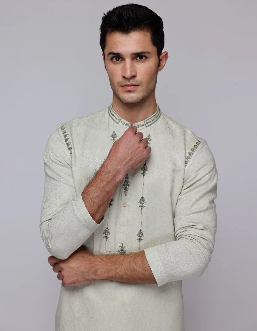MINT GREEN BLENDED KURTA | JJK-SP-A-45518/S25/JJ9529-FL - Image 2