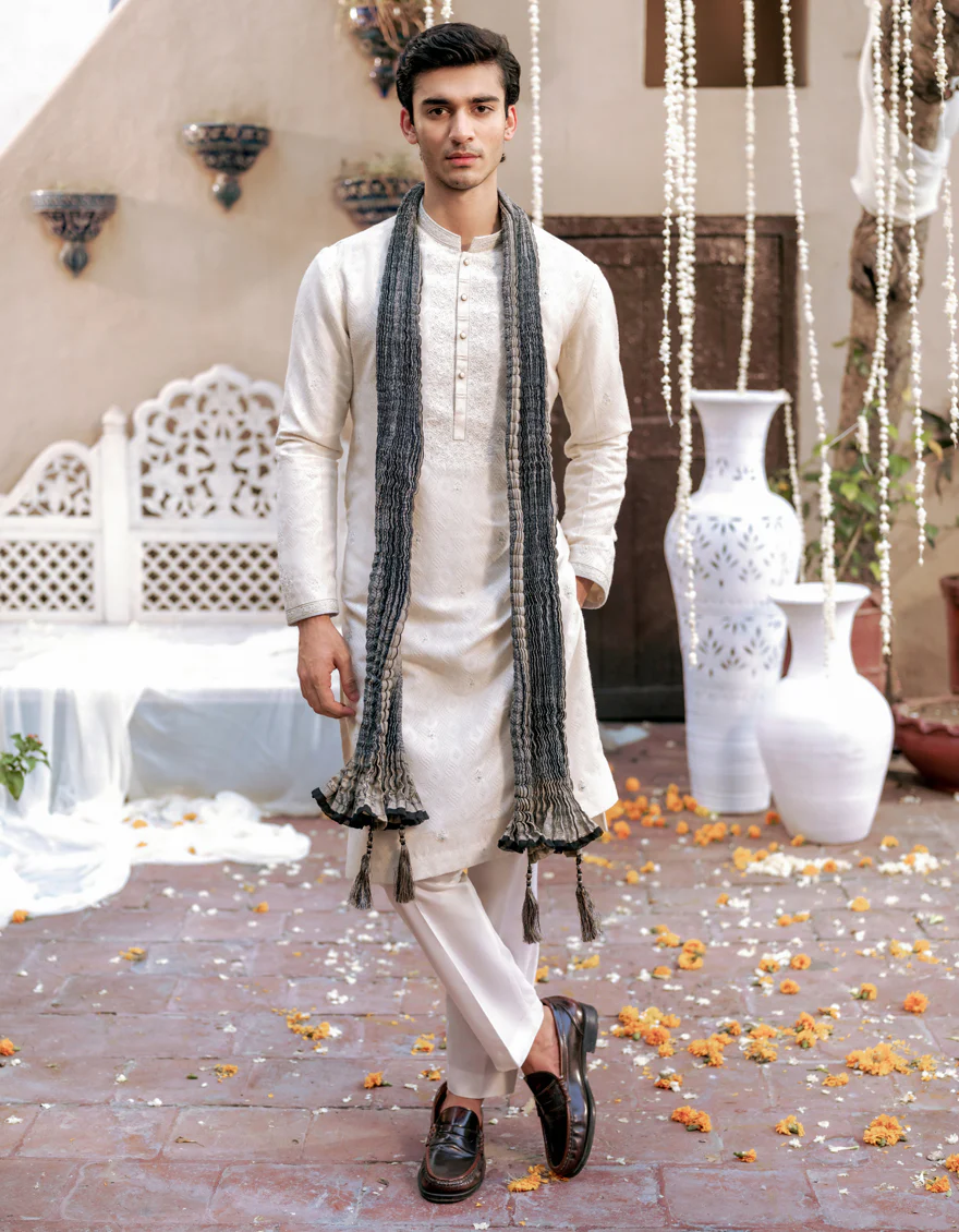 CREAM BLENDED KURTA | JJK-SP-A-48075/S24/J