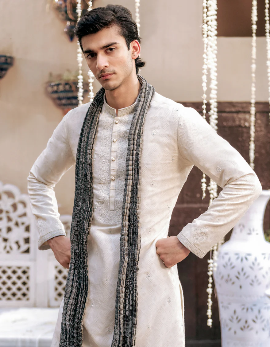 CREAM BLENDED KURTA | JJK-SP-A-48075/S24/J - Image 2