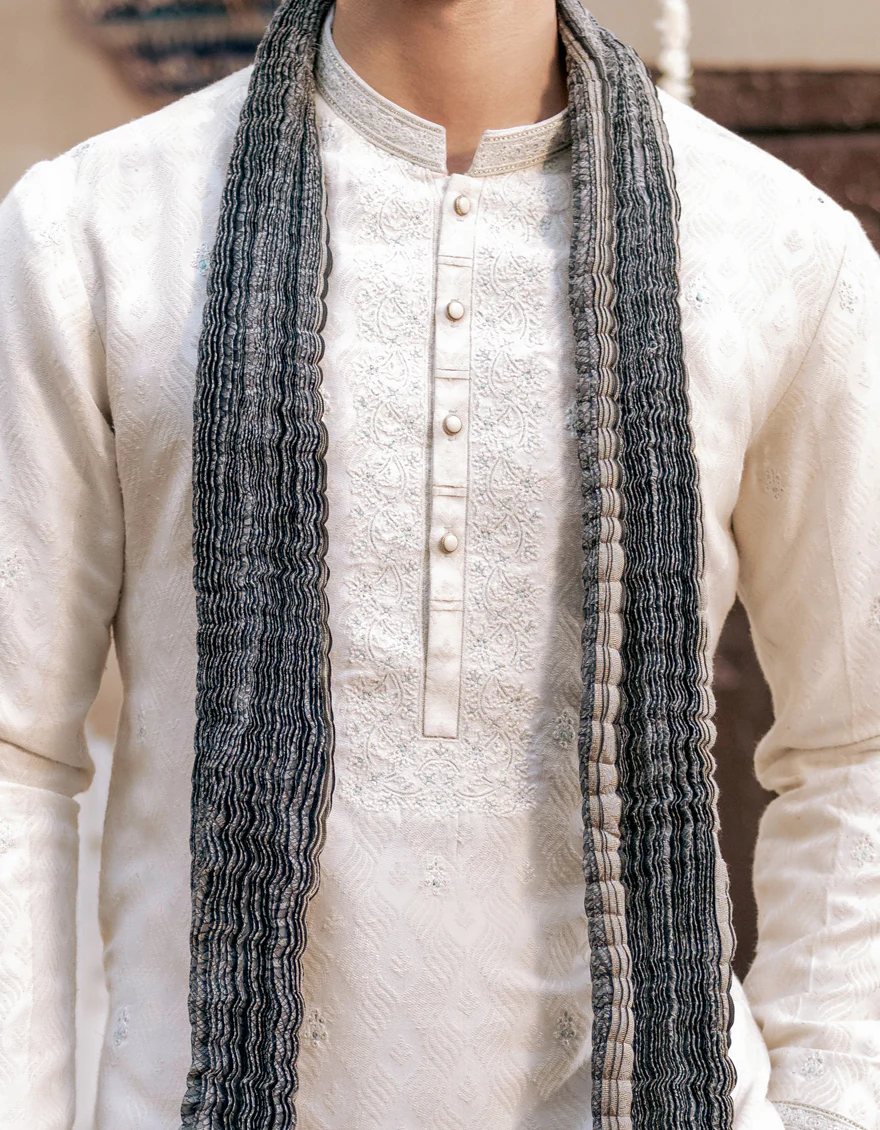 CREAM BLENDED KURTA | JJK-SP-A-48075/S24/J - Image 3