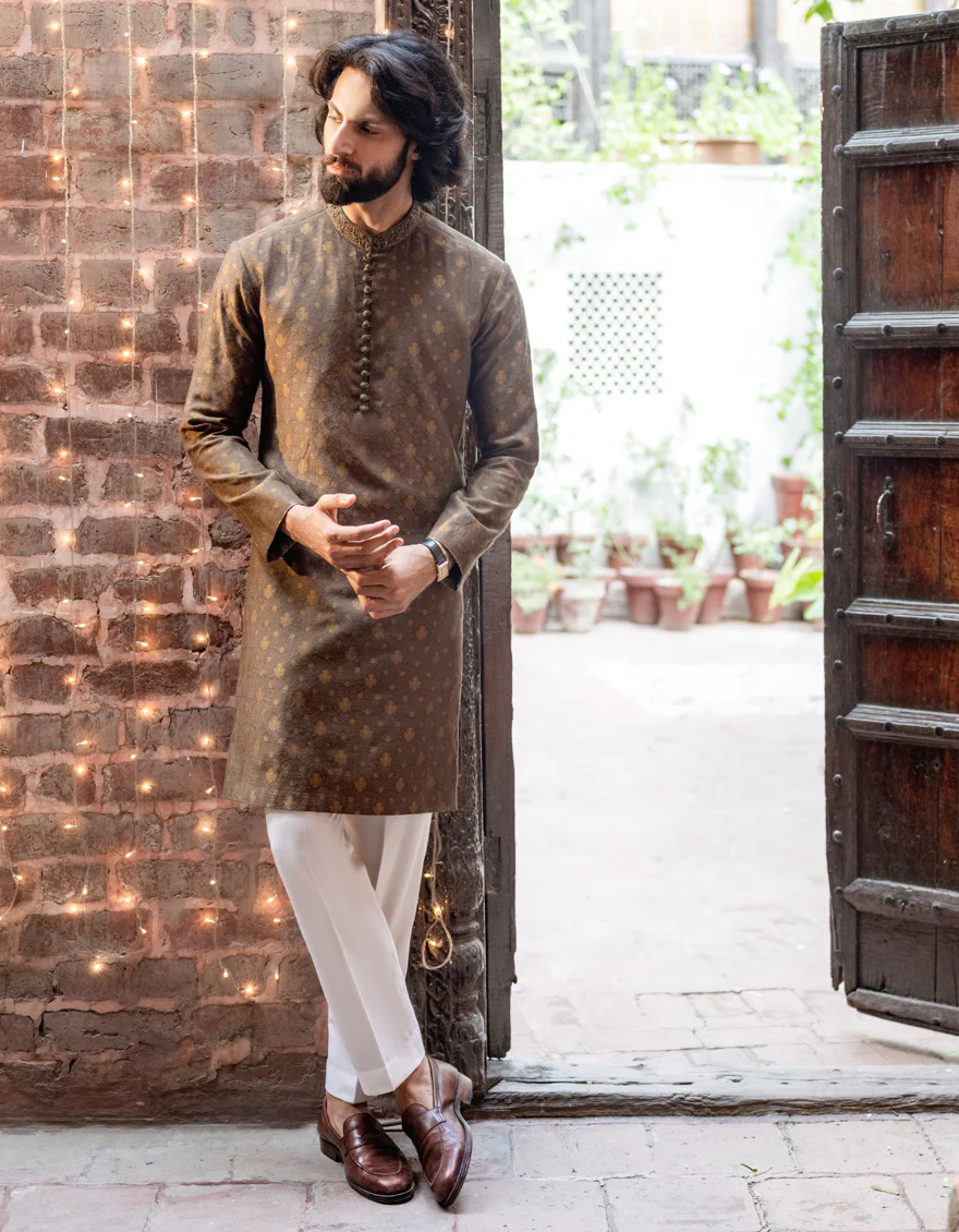 GREEN KURTA | JJK-SP-A-48125/S24/JJ9170-FL - Image 3