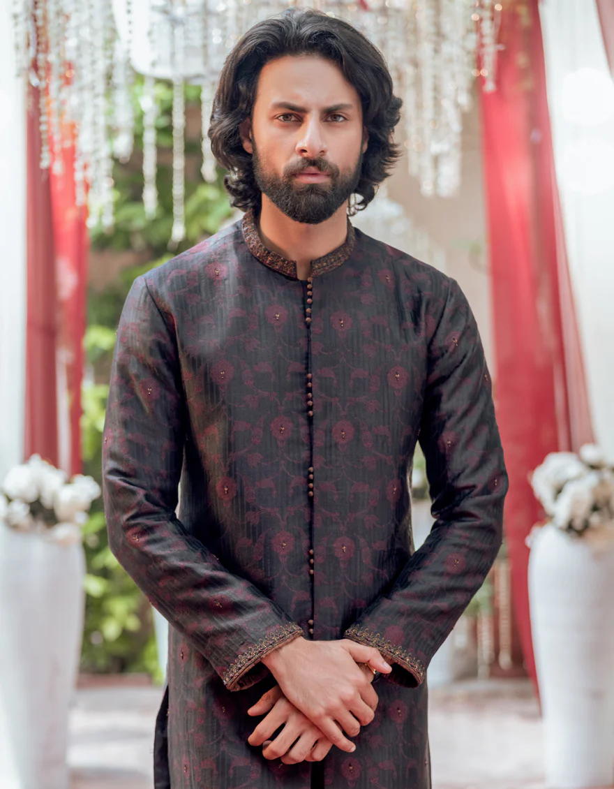 BLACK KURTA | JJK-SP-A-48131/S24/JJ9180-FL - Image 2