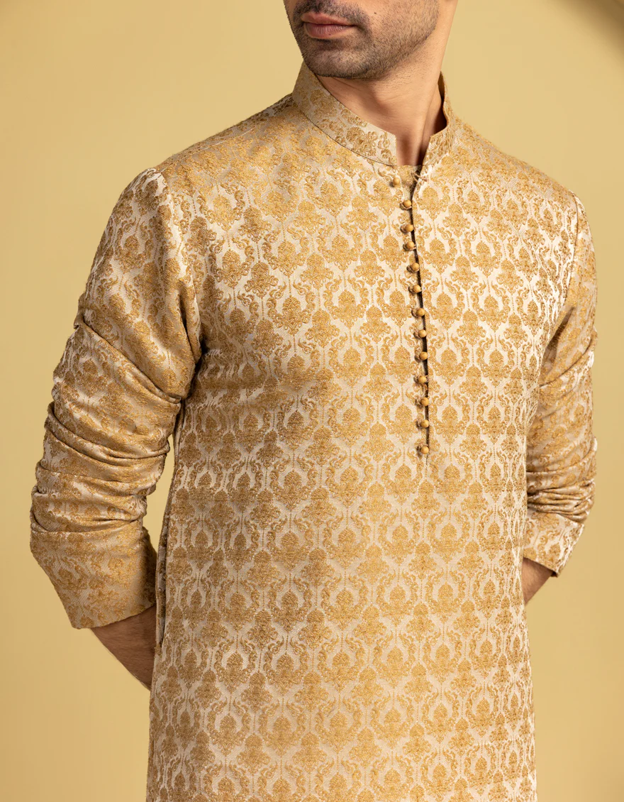 BEIGE BLENDED SPECIAL KURTA | JJK-SP-A-48207/S25/J - Image 3