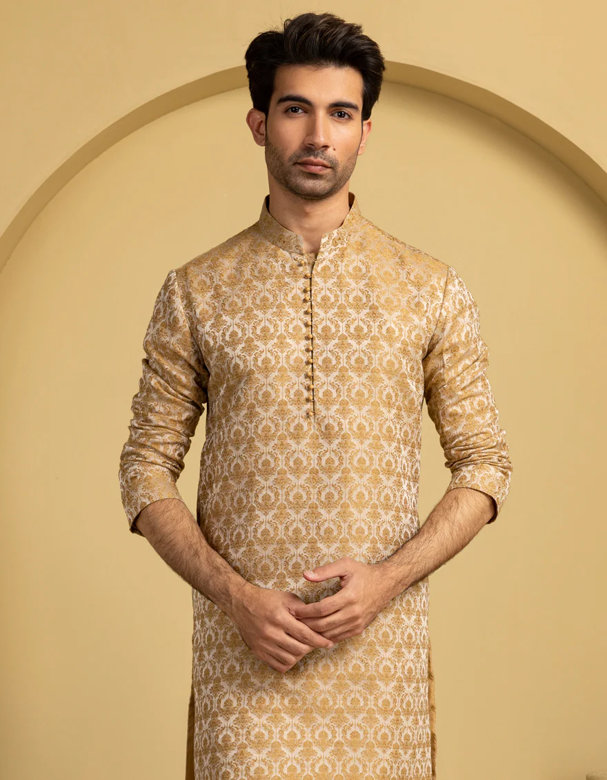 BEIGE BLENDED SPECIAL KURTA | JJK-SP-A-48207/S25/J - Image 4
