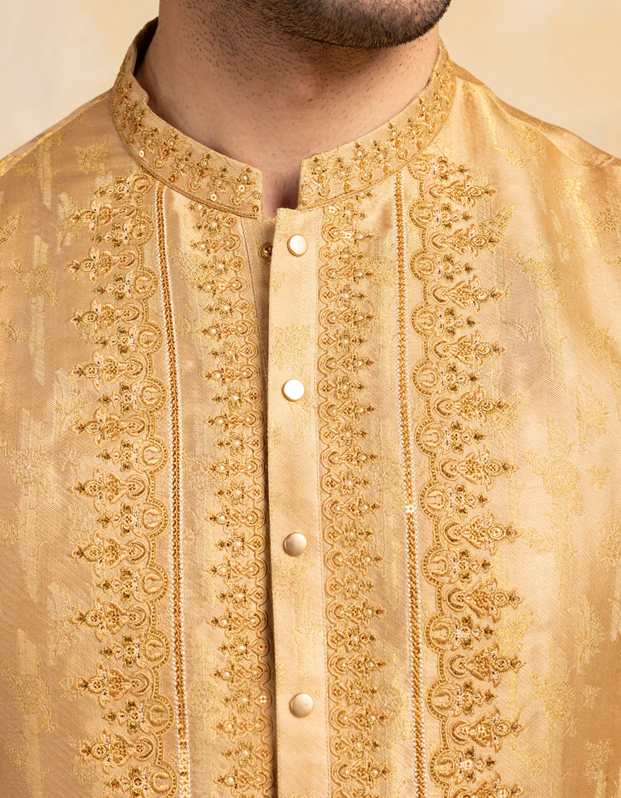 GOLDEN BLENDED SPECIAL KURTA | JJK-SP-A-48214/S25/JJ10012-FL - Image 2