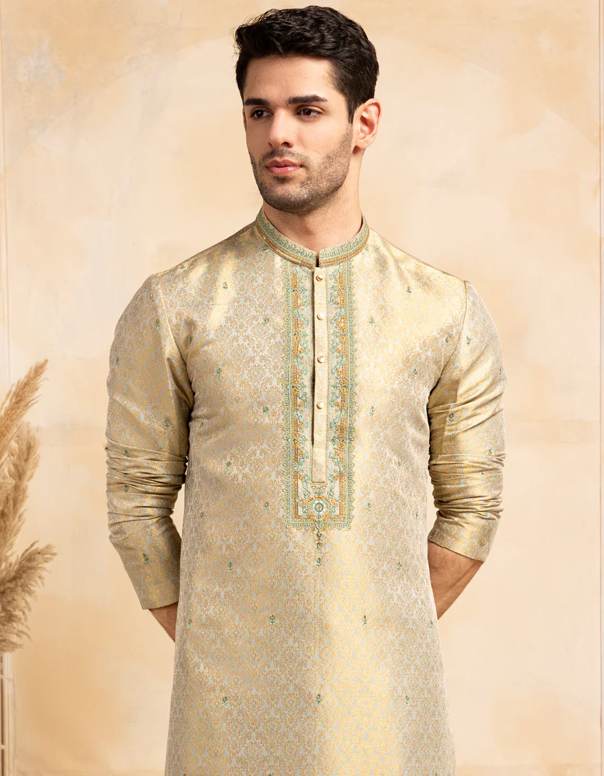 MINT GREEN BLENDED SPECIAL KURTA | JJK-SP-A-48215/S25/JJ10015-FL - Image 2