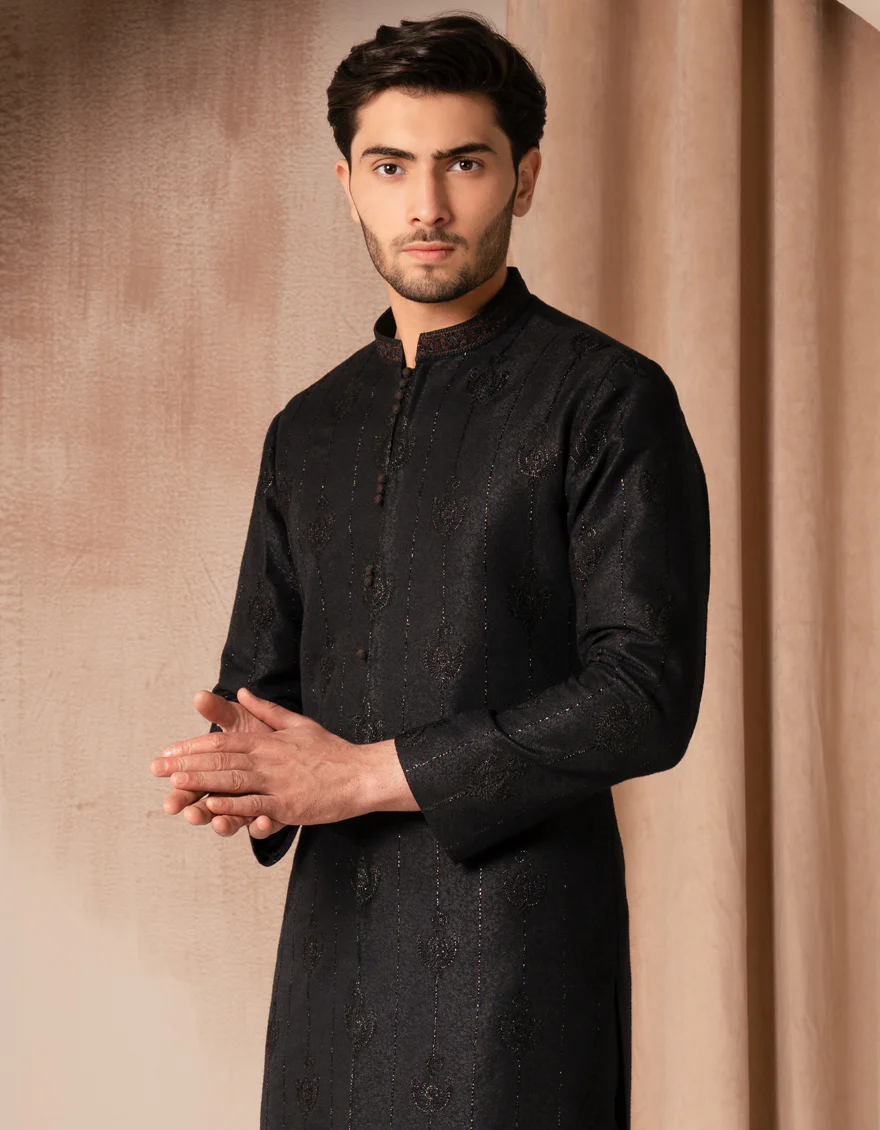 BLACK BLENDED SPECIAL KURTA | JJK-SP-A-48231/S25/JJ10011-FL - Image 2