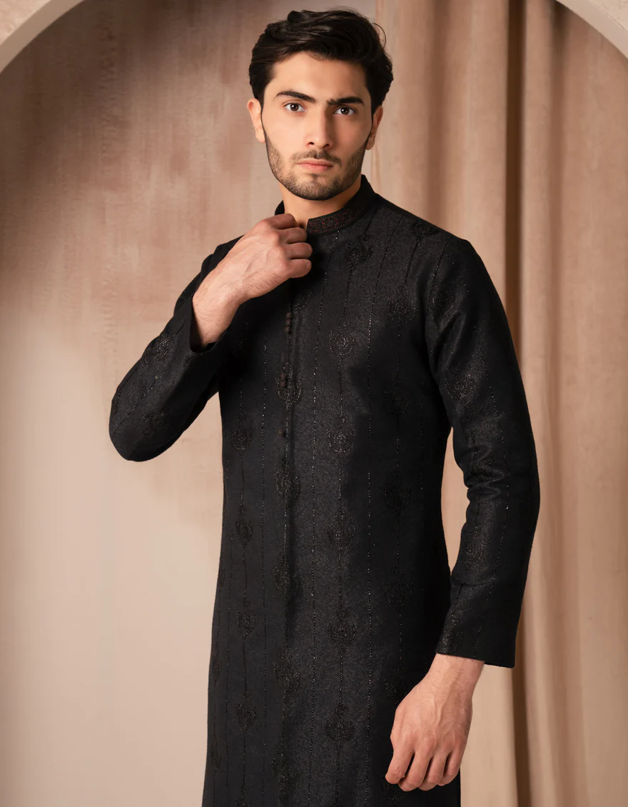 BLACK BLENDED SPECIAL KURTA | JJK-SP-A-48231/S25/JJ10011-FL - Image 4